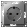 AtlasDesign сталь розетка скрытая 1-мест заземление IP20 