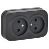 купить Глори черный розетка открытая 2-мест IP20  в Самаре Глори черный розетка открытая 2-мест IP20
