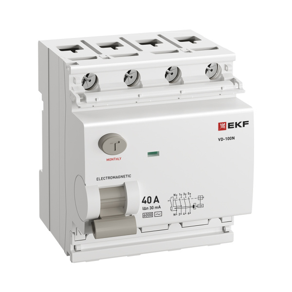 купить Выключатель дифференциальный (УЗО) 4Р 40А 30мА AC 6кА ВД-100N EKF PROxima в Самаре Выключатель дифференциальный (УЗО) 4Р 40А 30мА AC 6кА ВД-100N EKF PROxima