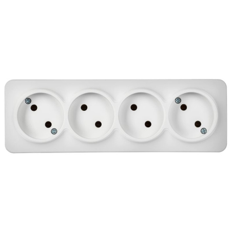 Глори белый розетка открытая 4-мест IP20 