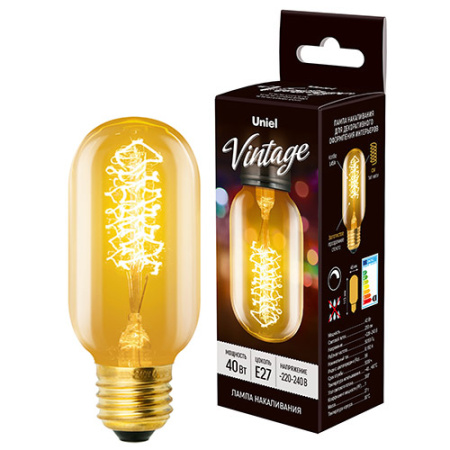 купить Лампа накаливания E27 40Вт 250лм груша винтаж золото Uniel в Самаре Лампа накаливания E27 40Вт 250лм груша винтаж золото Uniel
