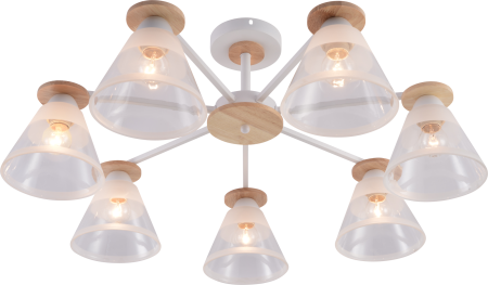 Светильник потолочный (люстра) 7*60Вт E27 белый/дерево