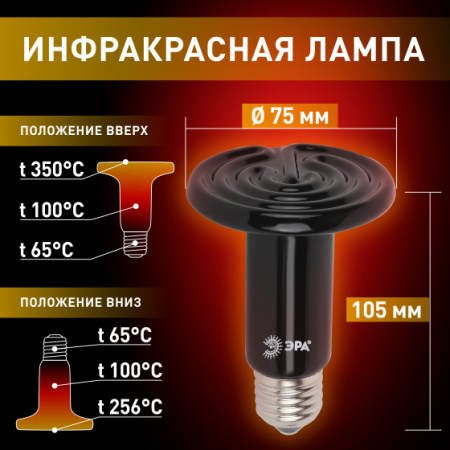 купить Термоизлучатель ИК E27 100Вт ЭРА керамическая для рептилий и др.животных в Самаре Термоизлучатель ИК E27 100Вт ЭРА керамическая для рептилий и др.животных