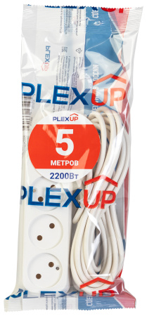 купить Удлинитель 3-мест 5м ПВС 2*0,75 белый PlexUp в Самаре Удлинитель 3-мест 5м ПВС 2*0,75 белый PlexUp