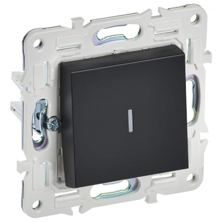 Сканди черный выключатель 1кл с подсветкой скрытая 10А IP20